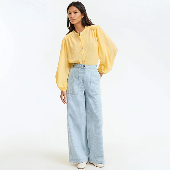 la_redoute_pantalon_adulte_raye_bleu_blanc_collection mere_fille_ete_2026