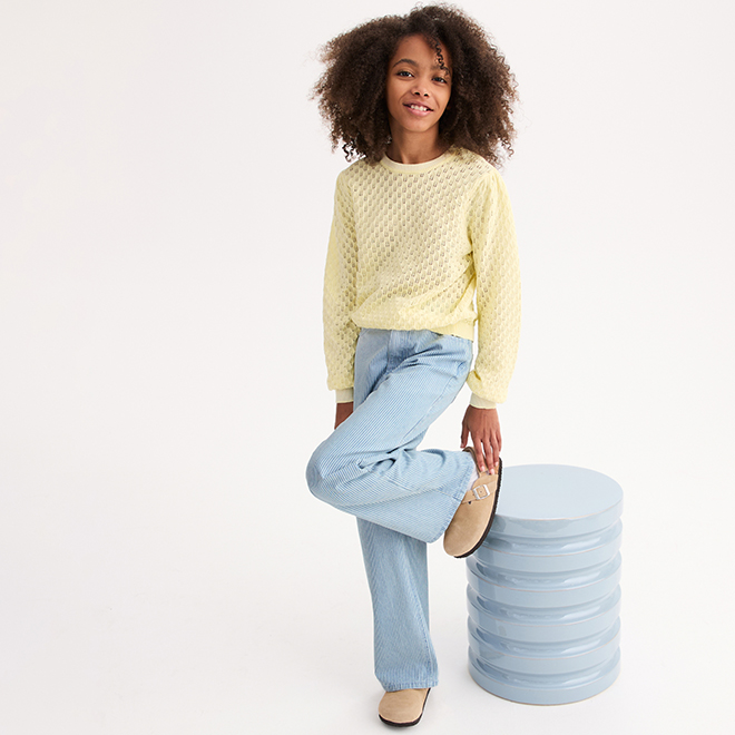 la_redoute_pantalon_fille_raye_bleu_blanc_collection mere_fille_ete_2026